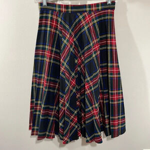 Vintage St Michael Wool Blend Tartan Plaid Pleated Skirt 6